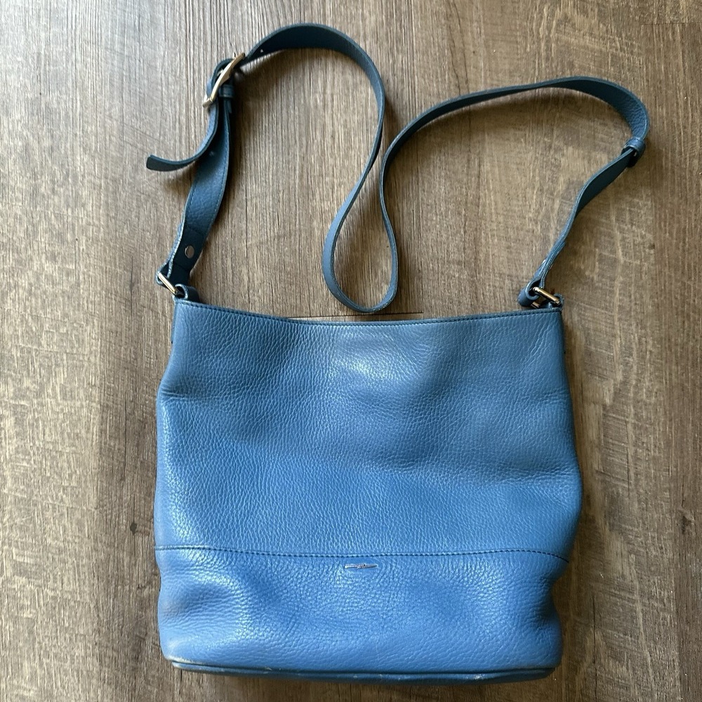 Blue Shinola Relaxed Leather Hobo Tote Bag crossbody purse rare discontinued USA